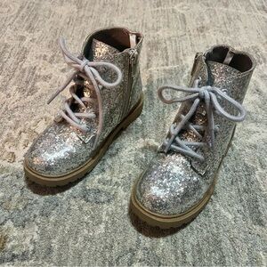 Old Navy Silver Glitter Toddler Girl Boots Sz 10